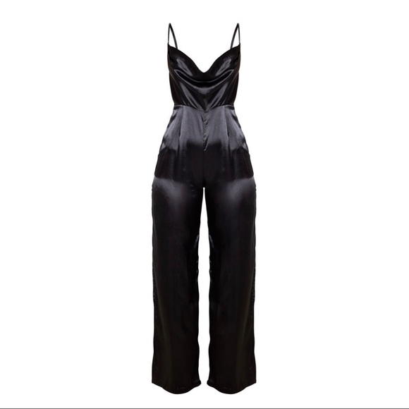 satin cowl neck jumpsuit